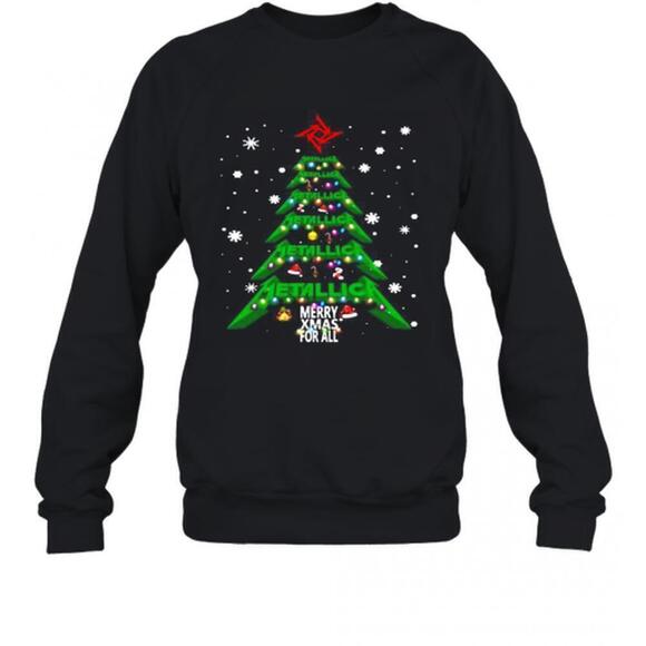 Memoriesrus E Other - Christmas Tree Metallica Me Xmas For All Rock Band Fan Cozy Sweatshirt